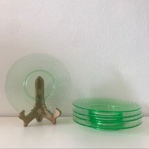 Green Diamond Quilted Depression Glass Plates
